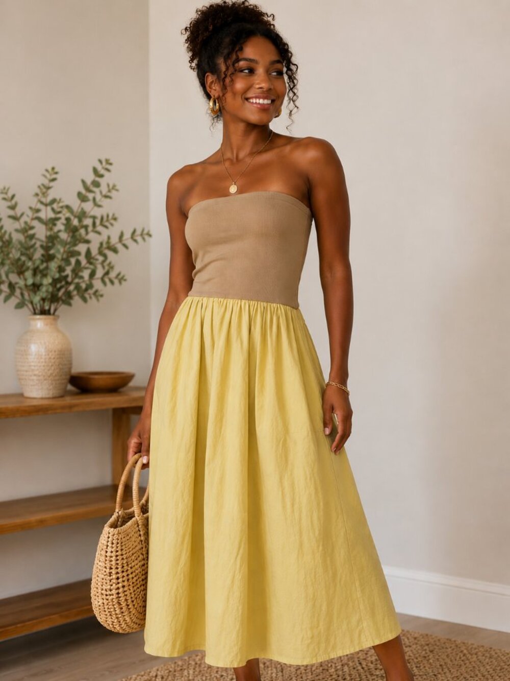 WeWoreWhat Strapless Colorblock Midi Dress Size Small
